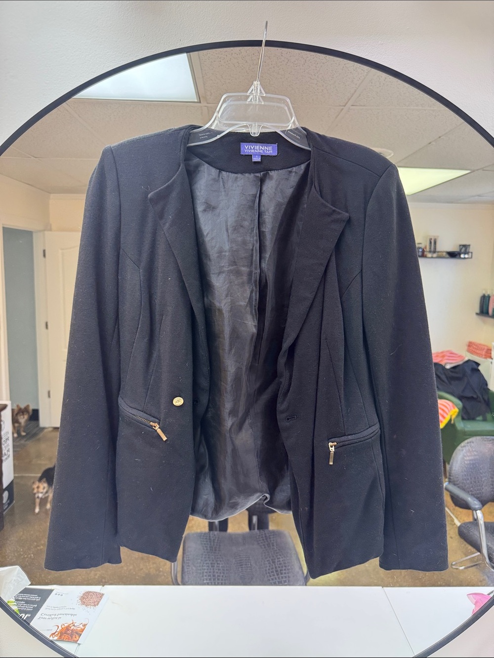Vivienne Tam Black Women's Blazer Jacket with Gold Zippers